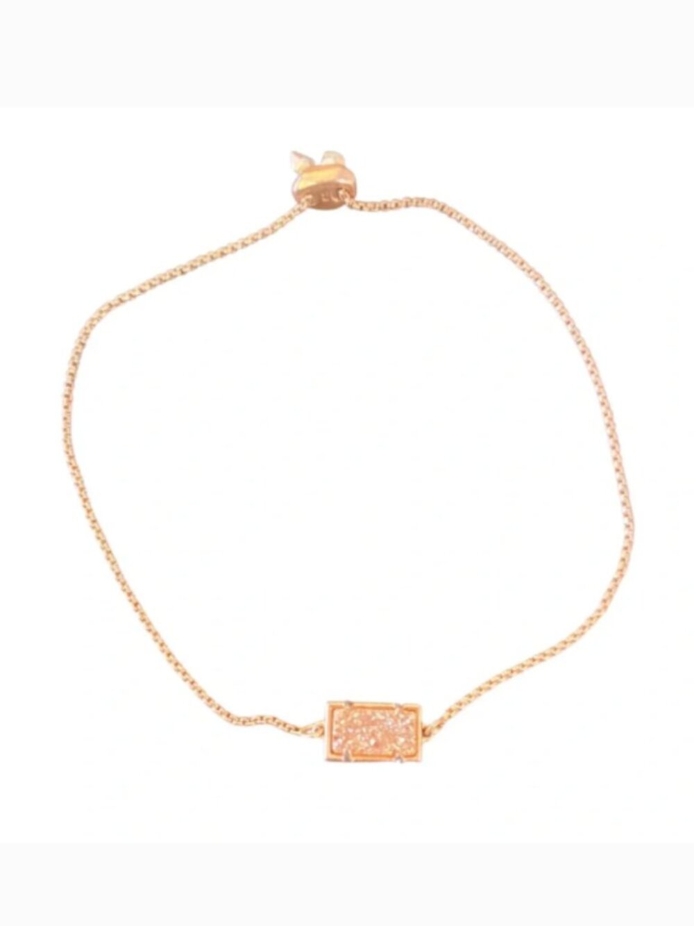 Kendra Scott Rose Gold Adjustable Chain Bracelet with a Rose Gold Pink Druzy